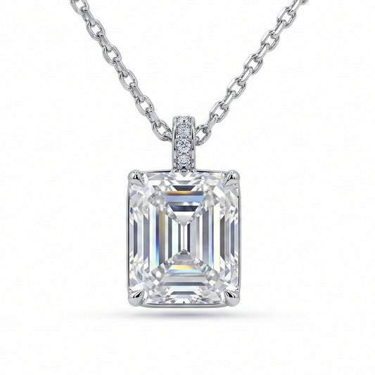 5.5CT (11mm) Emerald Cut Moissanite Diamond Necklace