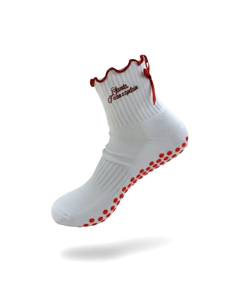 🤍 SANTA, I CAN EXPLAIN – White Holiday Grip Socks