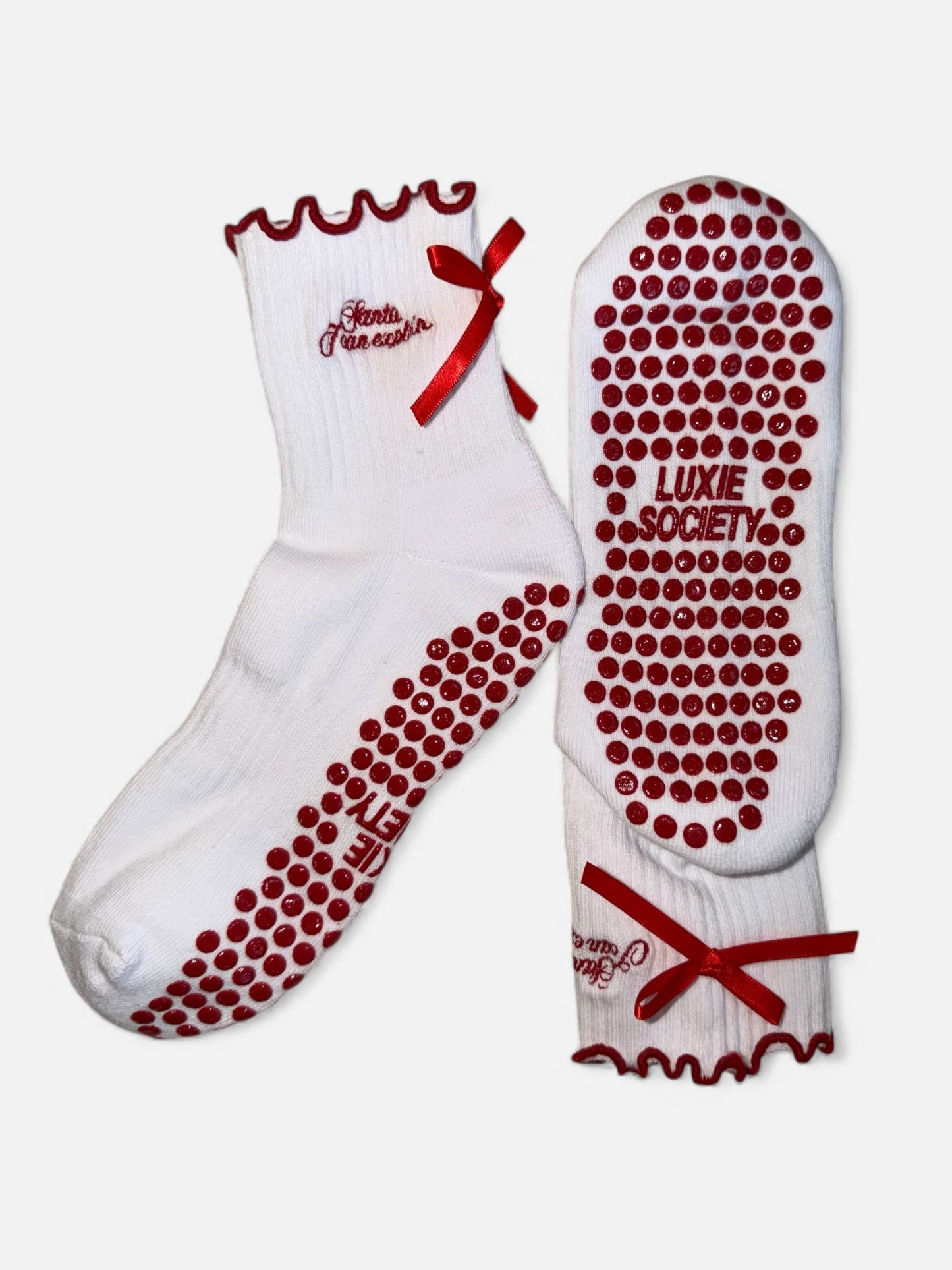🤍 SANTA, I CAN EXPLAIN – White Holiday Grip Socks